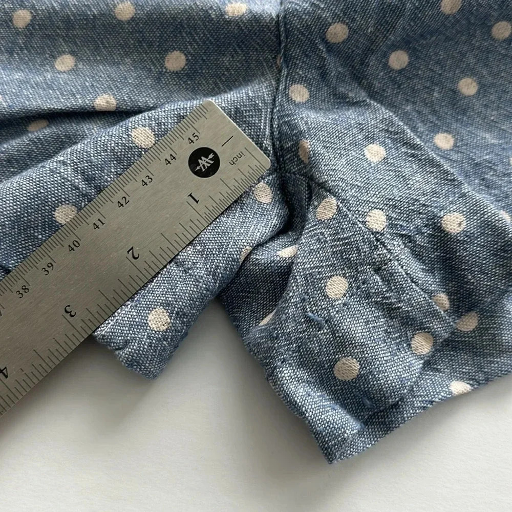 Old Navy Blue Polka Dot Linen Mid Rise Shorts Sz 2 - Picture 7 of 7